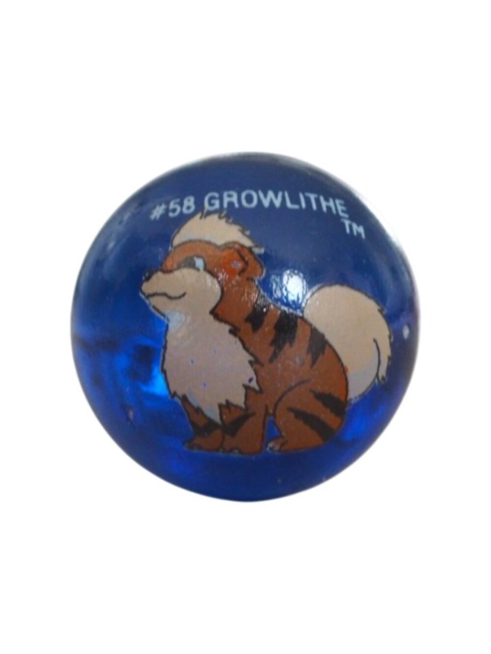 Vintage Pokémon Growlithe TM #58 Dark Blue Glass Marble Collector Toy